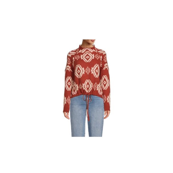 NWT No Boundaries Juniors’ Lace-Up Neck Sweater – Size Small, Trendy Pattern - Picture 3 of 6